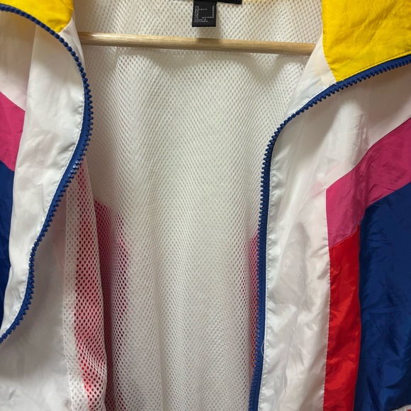 NWT Forever 21 USA Sport Retro Cropped Windbreaker Jacket SZ S Color Block - Picture 7 of 12